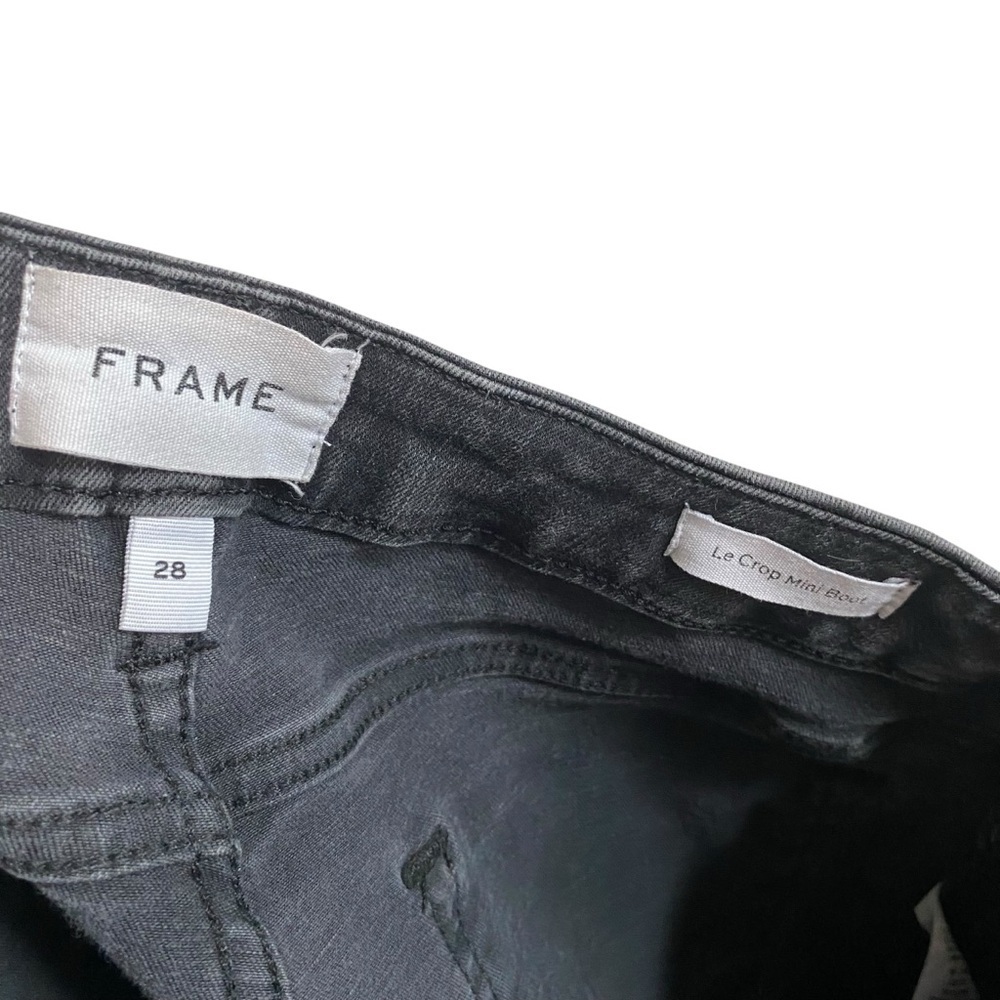 Frame Washed Black Le Crop Mini Boot Kerry Raw Hem Jeans Size 28 - Picture 7 of 8